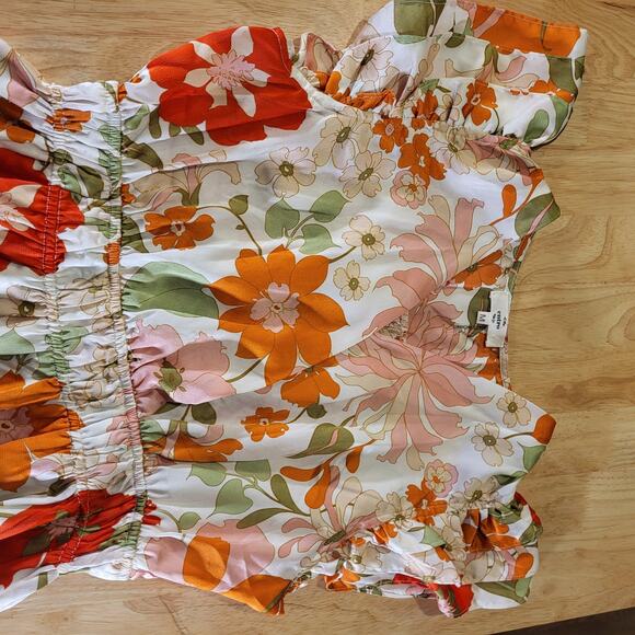 Entro Floral Mini Dress - Orange and Green - Picture 5 of 12